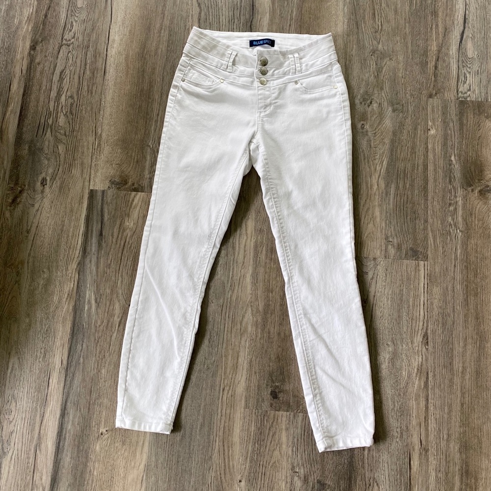 Blue Spice Mid-Rise White Skinny Jeans